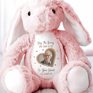Hug This Bunny And Think Of Me, Heart And Bunny Design - Personalized Stuffed Bunny - HME472_BUN