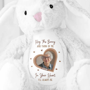 Hug This Bunny And Think Of Me, Heart And Bunny Design - Personalized Stuffed Bunny - HME472_BUN