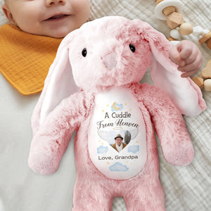 A Cuddle From Heaven Love Grandpa With Photo Moon And Stars - Personalized Stuffed Bunny - HME545_BUN