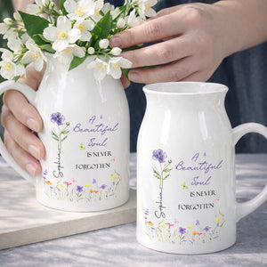 A Beautiful Soul Is Never Forgotten Wildflowers And Butterflies - Personalized Ceramic Flower Vase