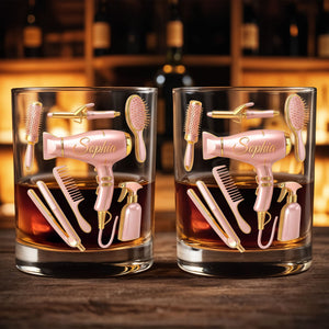 A Talented Hair Stylist Hair Tools Hair Salon Professional - Personalized Custom Whiskey Glass - HOB119_RWG