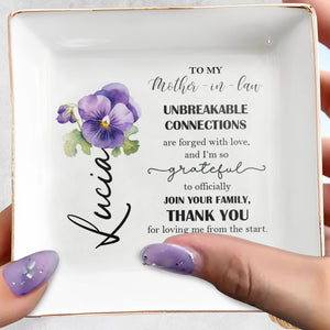 Unbreakable Connections Grateful To Join Your Family - Personalized Custom Jewelry Dish - MOM021_SCRD