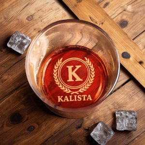 Timeless Treasure For Cherished Memories With Laurel Wreath Design - Personalized Engraved Whiskey Glass - HSB011_EWG