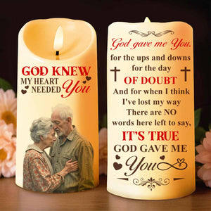 God Knew My Heart Needed You With Cross And Hearts - Personalized Custom LED Candle - HSB036_LECA