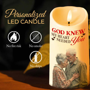 God Knew My Heart Needed You With Cross And Hearts - Personalized Custom LED Candle - HSB036_LECA