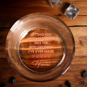 Letting You Into My Life, Best Decision Ever, Hearts Design - Personalized Engraved Whiskey Glass - HSB072_EWG