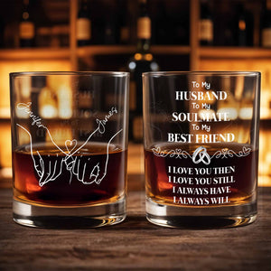 Together Forever With Heart And Hands - Personalized Custom Whiskey Glass - HSB075_RWG