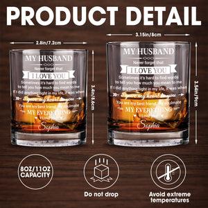 My Husband Never Forget I Love You Heart And Arrow Design - Personalized Custom Whiskey Glass - HSB108_RWG