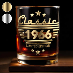 Classic Limited Edition With Stars And Stripes 3D Effect - Personalized Custom Whiskey Glass - HSB115_RWG