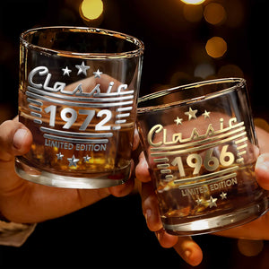 Classic Limited Edition With Stars And Stripes 3D Effect - Personalized Custom Whiskey Glass - HSB115_RWG