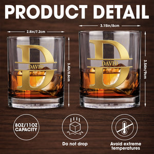 To My Husband Never Forget Personalized Monogram Initial Hearts - Personalized Custom Whiskey Glass - HSB133_RWG