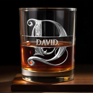 Congrats On Being My Husband Monogram Initial Personalized Silver Design - Personalized Custom Whiskey Glass - HSB146_RWG