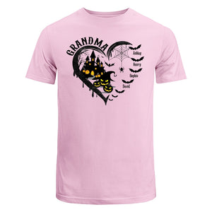 Halloween Grandma Mom Black Bats Heart Personalized Shirt