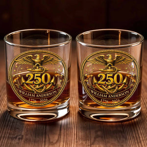 Eagle And Anchor Historic Milestone Glass - Personalized Custom Whiskey Glass - INDE034_RWG