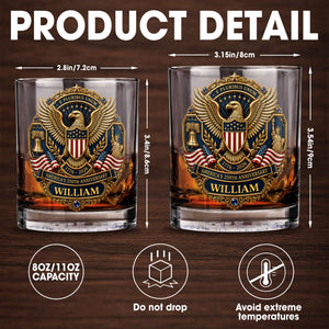 America's 250th Anniversary Patriotic Bald Eagle And American Flag - Personalized Custom Whiskey Glass - INDE598_RWG