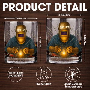 Artistic Welder At Work Custom Design - Personalized Custom Whiskey Glass - JBS062_RWG
