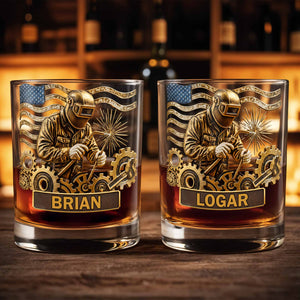 Capture The Spirit Of Craftsmanship And Patriotism - Personalized Custom Whiskey Glass - JBS069_RWG