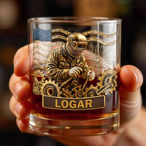 Capture The Spirit Of Craftsmanship And Patriotism - Personalized Custom Whiskey Glass - JBS069_RWG