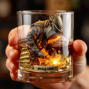 Craftsmanship And Sparks Personalized Whiskey Glass - Personalized Custom Whiskey Glass - JBS091_RWG