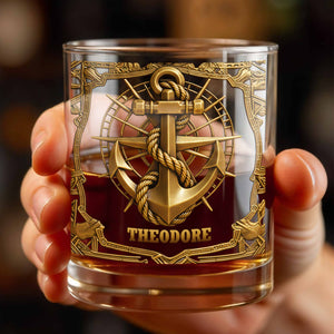 Sail The Seas Of Life With Courage And Strength Anchor And Rope - Personalized Custom Whiskey Glass - JBS095_RWG