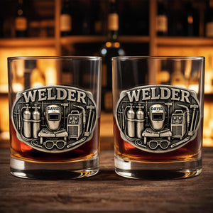 Welder With Welding Mask And Tools 3D Effect Design - Personalized Custom Whiskey Glass - JBS201_RWG