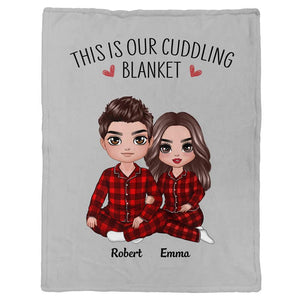 Doll Couple Sitting This Is Our Cuddling personalized fleece blanket