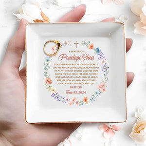 Grace And Love Blessing Cross And Flowers Design - Personalized Custom Jewelry Dish - KID016_SCRD