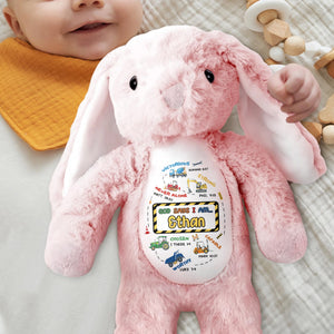Victorious, Strong, Never Alone, Personalized Stuffed Bunny With Biblical Inscriptions - Personalized Stuffed Bunny - KID037_BUN