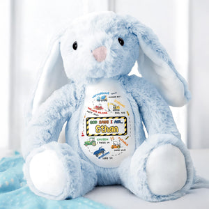 Victorious, Strong, Never Alone, Personalized Stuffed Bunny With Biblical Inscriptions - Personalized Stuffed Bunny - KID037_BUN