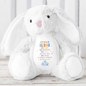 Soy Un Hijo De Dios, Soy Fuerte, Stuffed Bunny - Personalized Stuffed Bunny - KID050_BUN