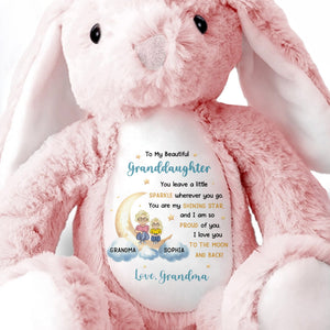 To My Beautiful Granddaughter, You Leave A Little Sparkle Wherever You Go, Stuffed Bunny and Stars - Personalized Stuffed Bunny - KID053_BUN