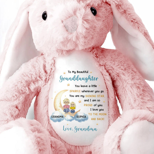 To My Beautiful Granddaughter, You Leave A Little Sparkle Wherever You Go, Stuffed Bunny and Stars - Personalized Stuffed Bunny - KID053_BUN
