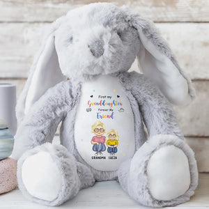 First My Granddaughter, Forever My Friend, Cartoon Characters - Personalized Stuffed Bunny - KID054_BUN