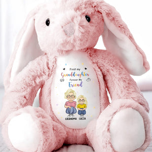 First My Granddaughter, Forever My Friend, Cartoon Characters - Personalized Stuffed Bunny - KID054_BUN