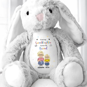First My Granddaughter, Forever My Friend, Cartoon Characters - Personalized Stuffed Bunny - KID054_BUN