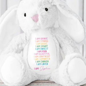 I Am Unique I Am Strong Beautiful And Confident Bunny - Personalized Stuffed Bunny - KID234_BUN