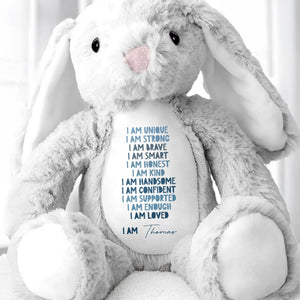 I Am Unique I Am Strong Beautiful And Confident Bunny - Personalized Stuffed Bunny - KID234_BUN