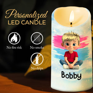Here Together Or Miles Apart A Grandson Like You - Personalized Custom LED Candle - KID317_LECA