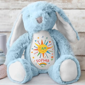 I Am Kind And Brave, Heart And Rainbow Design - Personalized Stuffed Bunny - KID462_BUN