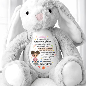 To My Wonderful Granddaughter, Bunny With Flowers And Hearts - Personalized Stuffed Bunny - KID479_BUN