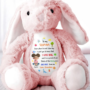 To My Sophia, Love And Pride Bunny With Hearts And Stars - Personalized Stuffed Bunny - KID480_BUN