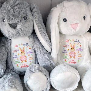 I Am Kind Smart Enough Capable Brave Bunny With Flowers - Personalized Stuffed Bunny - KID536_BUN