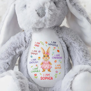 I Am Kind Smart Enough Capable Brave Bunny With Flowers - Personalized Stuffed Bunny - KID536_BUN