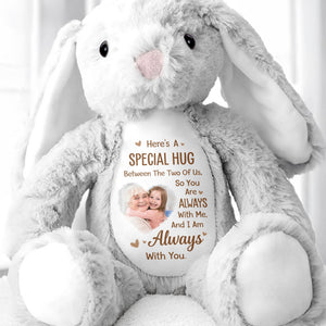 Special Hug Between The Two Of Us Custom Photo Bunny - Personalized Stuffed Bunny - KID547_BUN