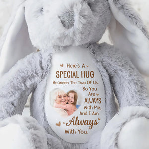 Special Hug Between The Two Of Us Custom Photo Bunny - Personalized Stuffed Bunny - KID547_BUN