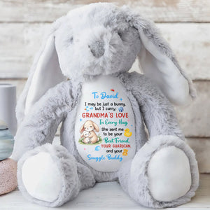 Grandma's Love In Every Hug Personalized Bunny With Stars And Toys - Personalized Stuffed Bunny - KID577_BUN