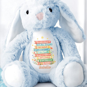 I Am Kind Smart Brave Confident Affirmations Books - Personalized Stuffed Bunny - KID608_BUN