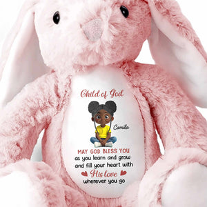Child of God May God Bless You With Girl and Hearts - Personalized Stuffed Bunny - KID618_BUN