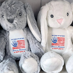 My First 4th Of July Born In America's 250th Year Handprint Flag - Personalized Stuffed Bunny - KID732_BUN