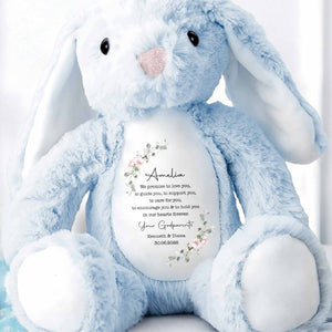 We Promise To Love You Floral Wreath - Personalized Stuffed Bunny - KID767_BUN